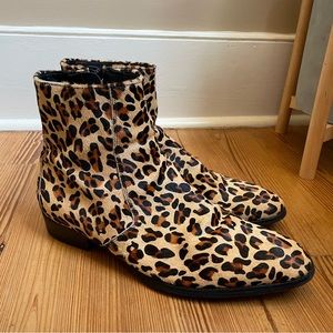 Steve Madden Santos leopard print leather upper pony hair boot SIZE  10M